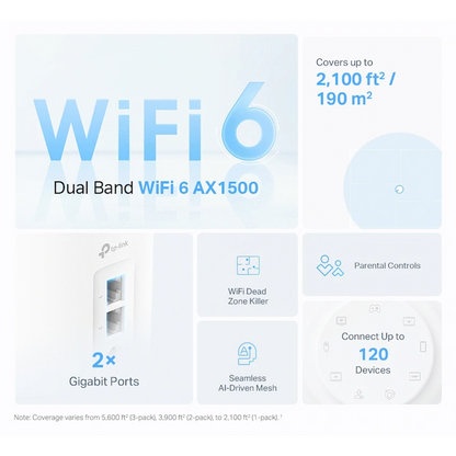 TP-Link Deco X10 (2-Pack) AX1500 Whole Home Mesh Wi-Fi 6 System (Tri-Band)