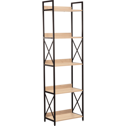 Everfurn Scandanavian Tall Bookcase with Steel Frame