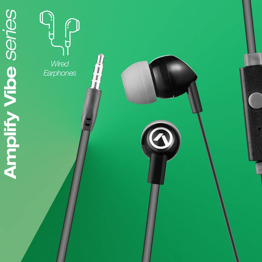 Amplify Vibe Series Earphones with Mic - Black and Grey
