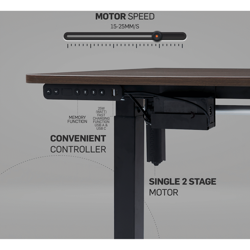 Berlin Height-Adjustable Desk - Base & Controller - Black