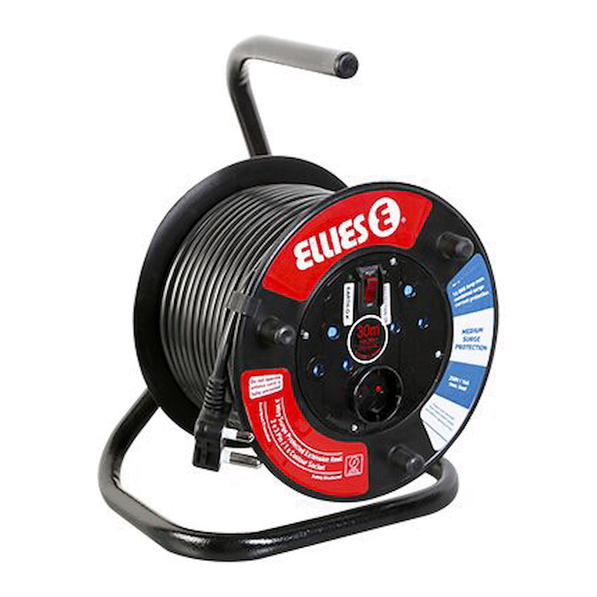 Ellies Heavy Duty Surge Protected Extension Reel 10m - BK