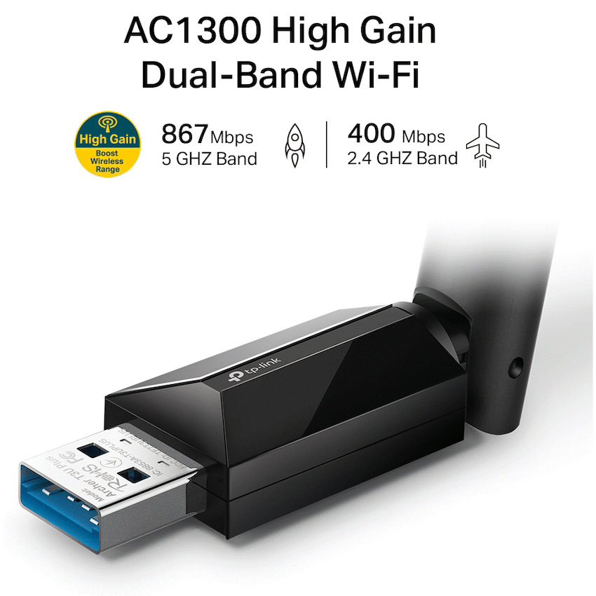 TP-Link Archer T3U Plus AC1300 High-Gain Wireless Dual-Band USB Adapter