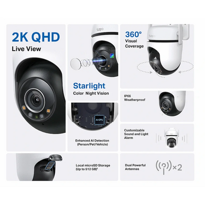 TP-Link Tapo C520WS 4MP 2K QHD Outdoor Pan/Tilt Security Wi-Fi Camera