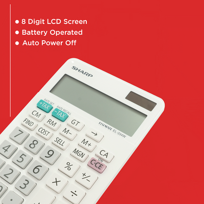 Sharp ElsiMate EL334WB - 12 Digit Desk Calculator