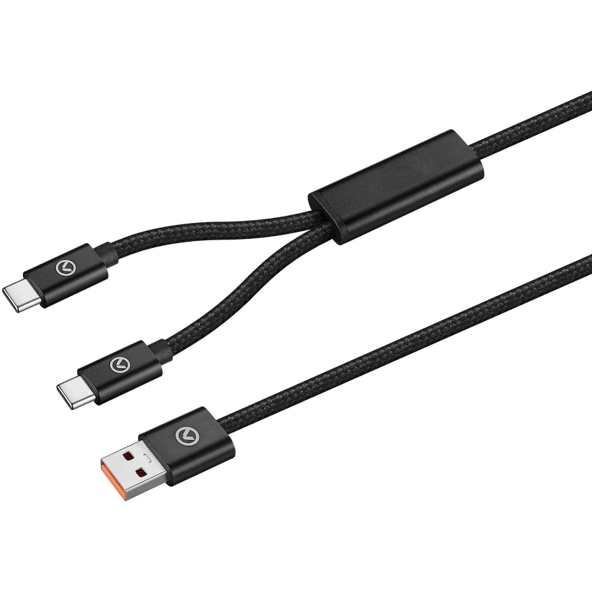 Amplify Linked Series USB to 2 x USB-C Braided Cable 60W 1.2m - Black