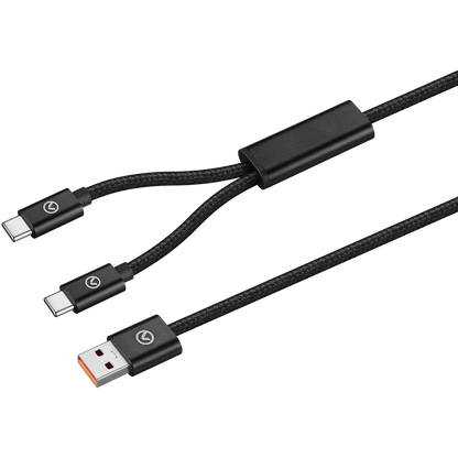 Amplify Linked Series USB to 2 x USB-C Braided Cable 60W 1.2m - Black