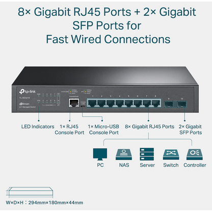 TP-Link TL-SG3210 JetStream 8-Port Gigabit L2+ Managed Switch with 2 SFP Slots