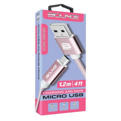 Bounce Cord Series Micro USB Braided Cable 1.2m - Rose Gold