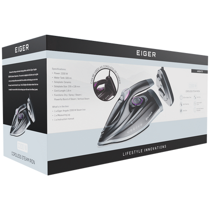 EIGER ANGATO - 2200W CORDLESS CERAMIC STEAM IRON