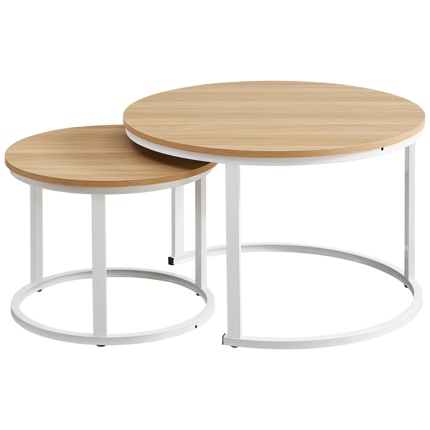 Indus Nesting Coffee Table Oak With White Frame