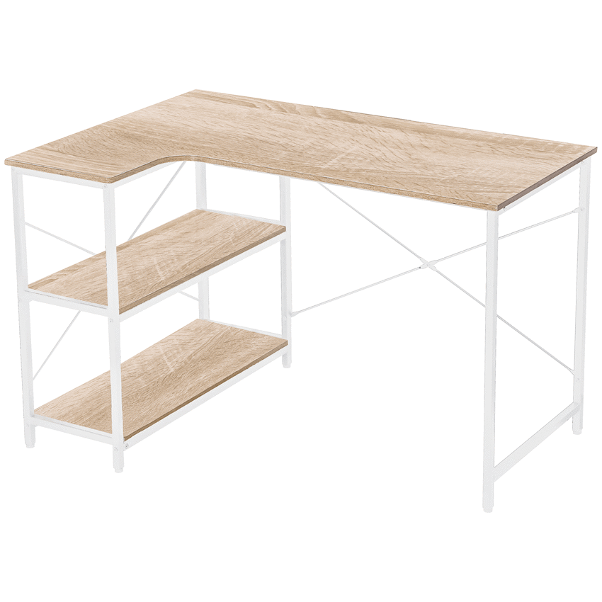 Everfurn Anthony Work Desk - Light Oak and White Frame