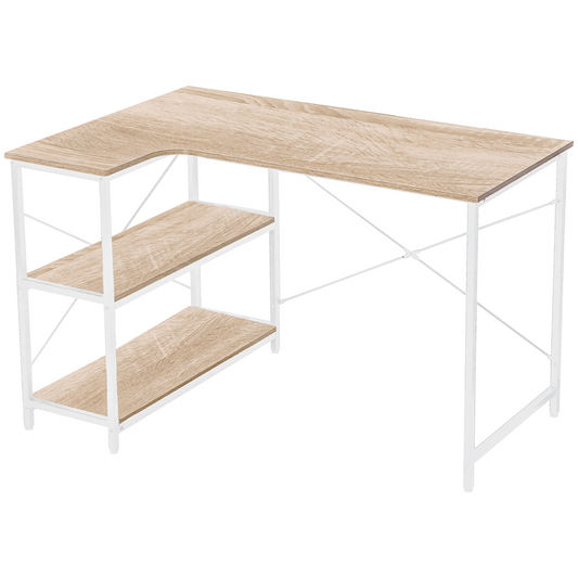 Everfurn Anthony Work Desk - Light Oak and White Frame