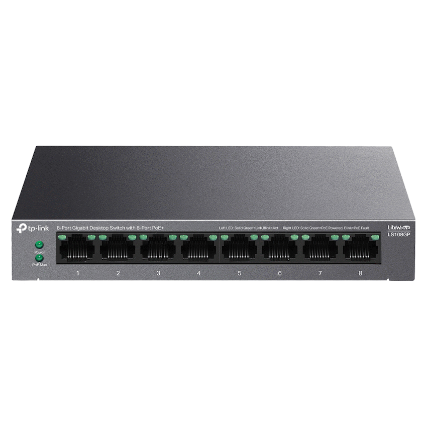 TP-Link LS108GP 8-Port Gigabit Desktop Switch with 8-Port PoE+