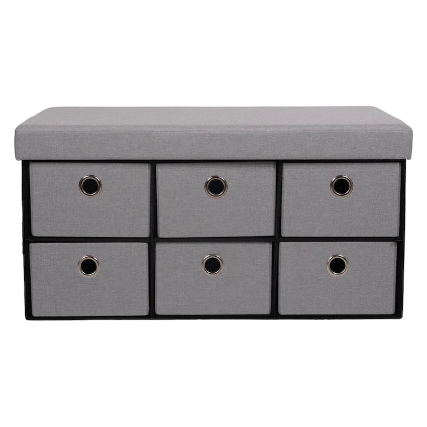 Foldable Storage Ottoman with Six Drawers