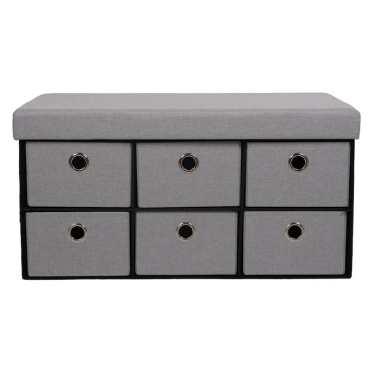 Foldable Storage Ottoman with Six Drawers