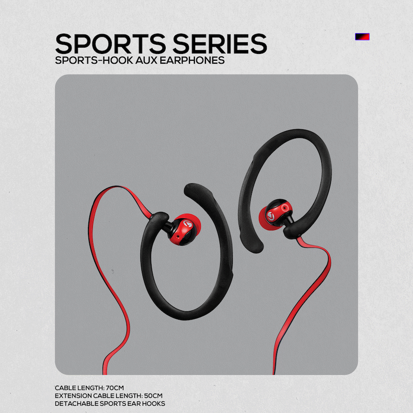 Volkano Sports Earphones Black/Red