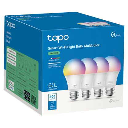 TP-Link Tapo L530E (4-Pack) Smart Wi-Fi Light Bulb - Multicolor