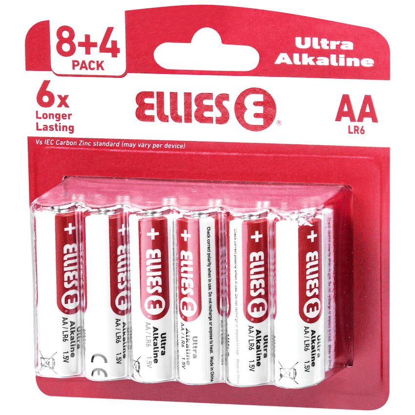 Ellies Ultra Series - Alkaline Batteries AA 8+4 Value Pack - WT