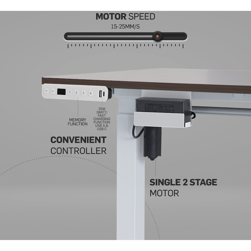 Berlin Height-Adjustable Desk - Base & Controller - White