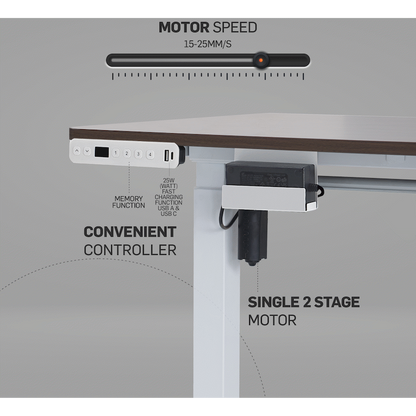 Berlin Height-Adjustable Desk - Base & Controller - White