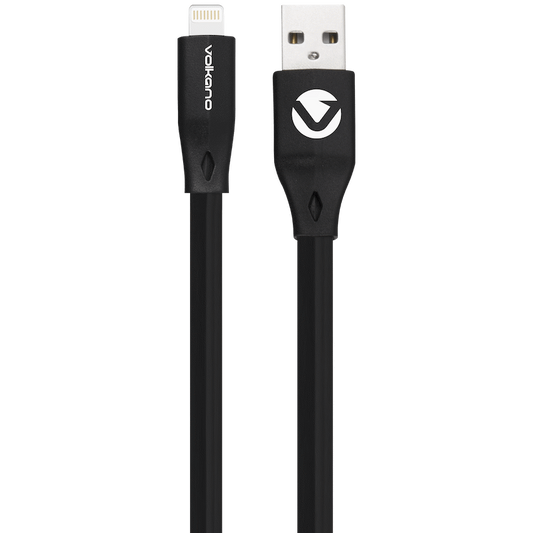 Volkano Slim Series Flat PVC Lightning Cable 1.2m - Black