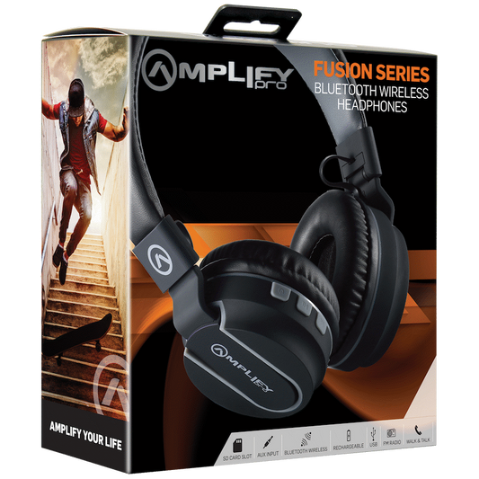 Amplify Fusion Series Bluetooth Headphone - Black/Grey