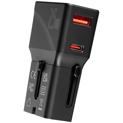 Volkano Globetrotter Series 25w Dual USB + Type-C Mini Travel Adaptor