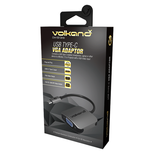 VolkanoX Core VGA series USB Type C to VGA converter - 10cm - Charcoal