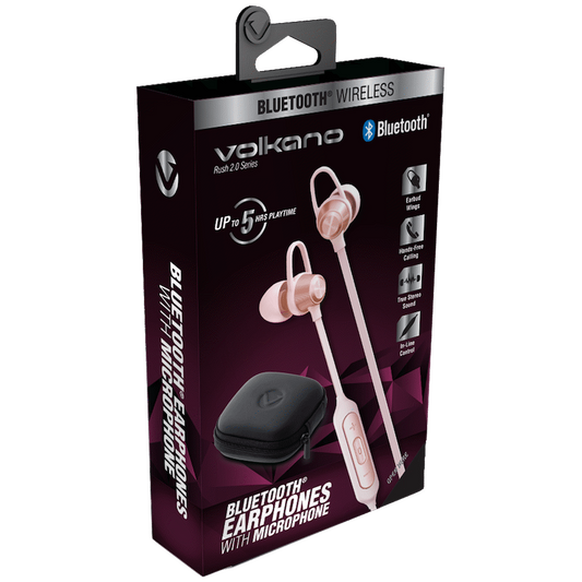 Volkano Rush 2.0 Bluetooth Earphones - Pink