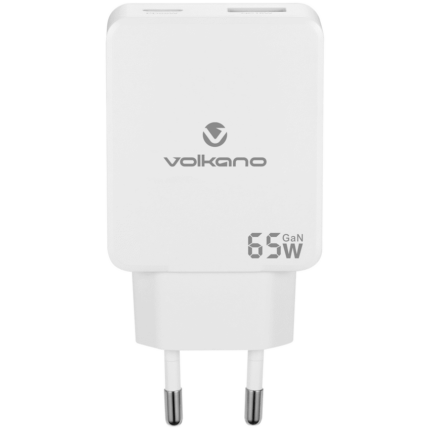 Volkano Potent Duo series 65W Dual USB and USB-C PD Compact Wall Charger