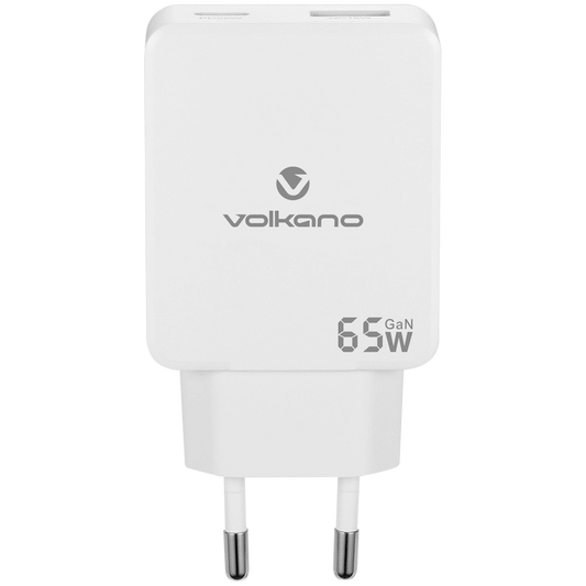 Volkano Potent Duo series 65W Dual USB and USB-C PD Compact Wall Charger