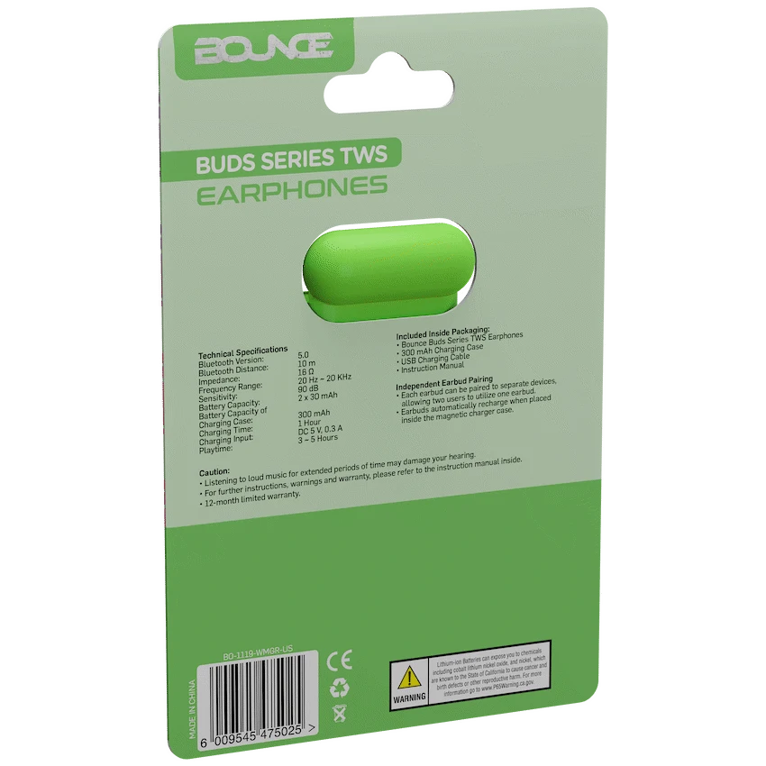 Bounce Buds Series True Wireless Earphones - Watermelon