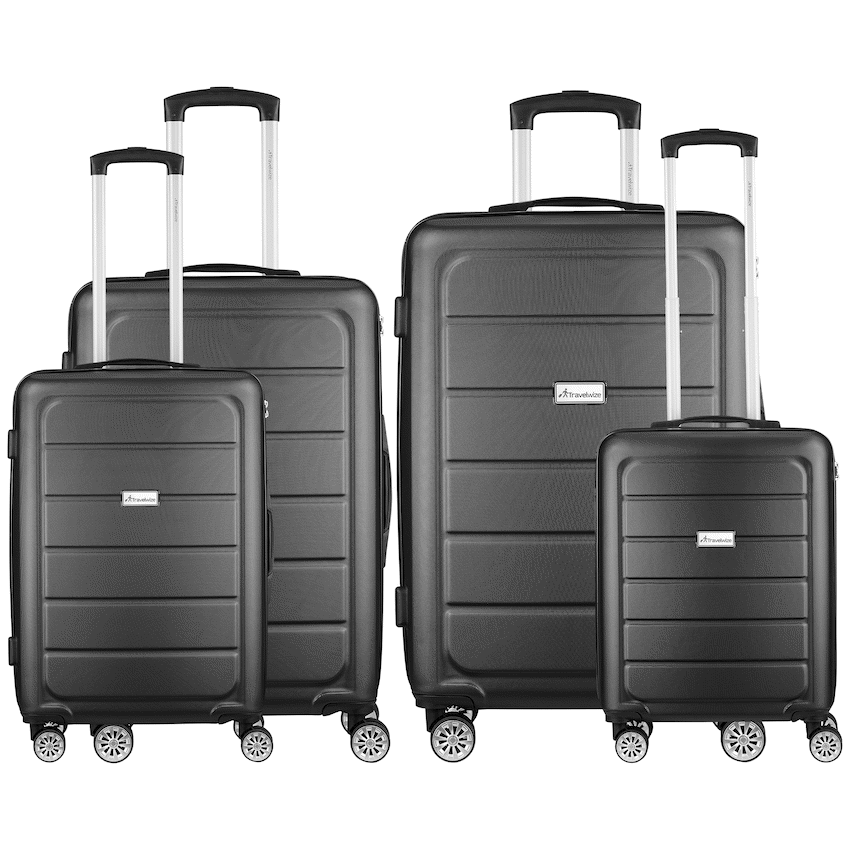 Travelwize Maple ABS 4-Wheels Spinner 4Pc Luggage Set Black