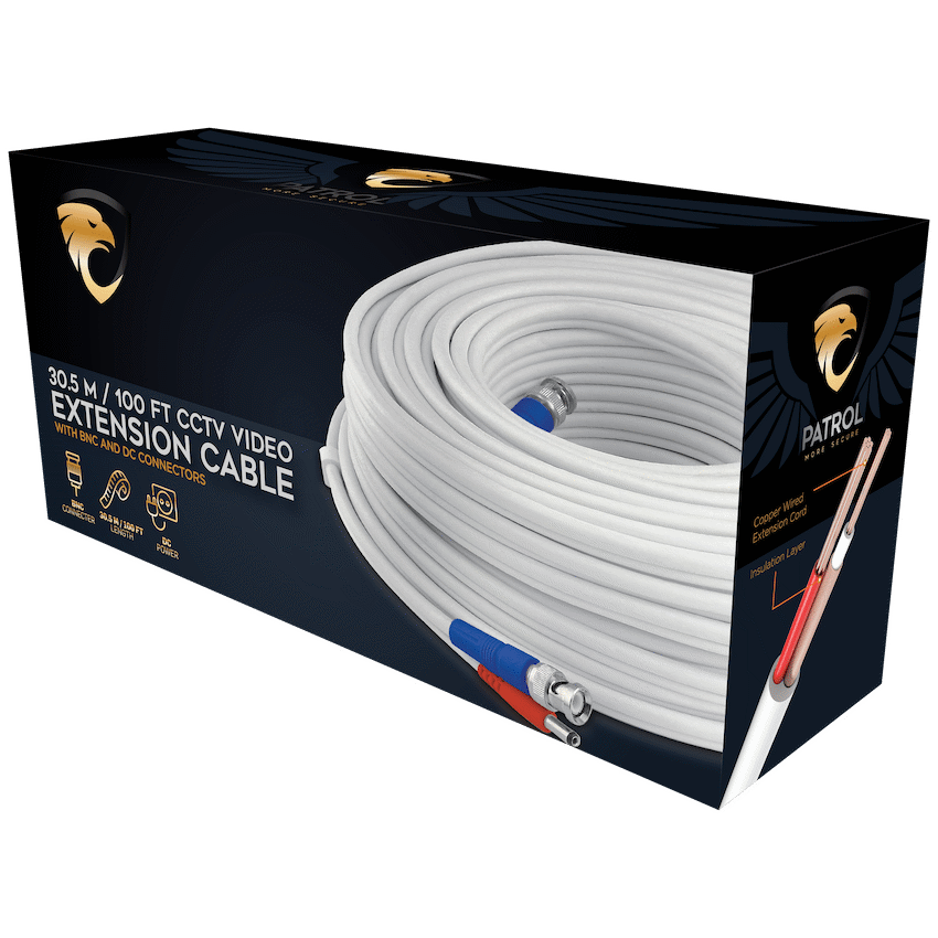 Patrol 30m Video and Power Extension Cable - White