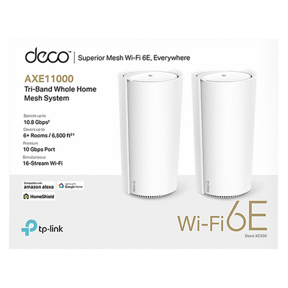 TP-Link Deco XE200 (2-Pack) AXE11000 Whole Home Mesh Wi-Fi 6E System (Tri-Band)