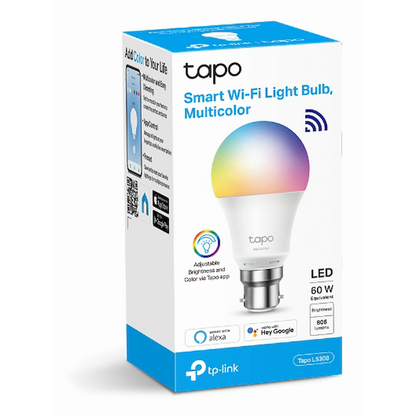 TP-Link Tapo L530B 9w Smart Wi-Fi Light Bulb, Multicolor, A60, B15