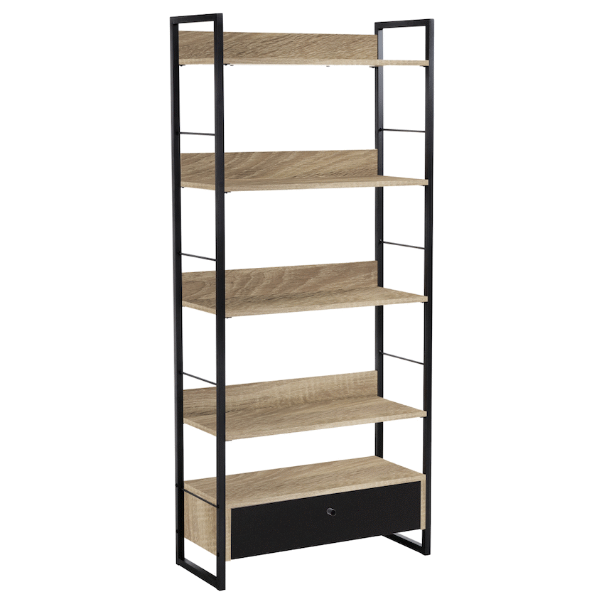 Everfurn Baltic Wide Bookshelf with Large Drawer