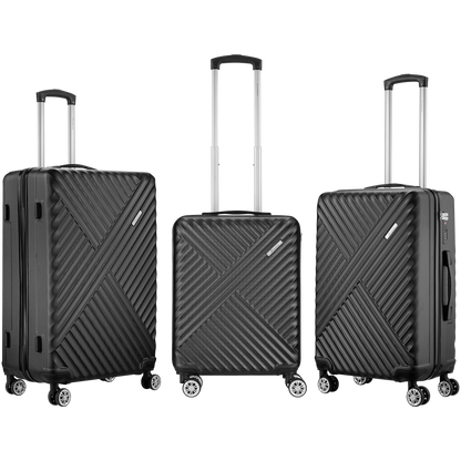 Travelwize Astra ABS 4-Wheels Spinner 3Pc Luggage Set Black