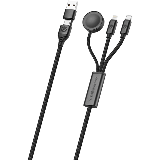 Volkano Weave Series 100W Braided 5-in-1 Charge and Data Cable 1m - Black