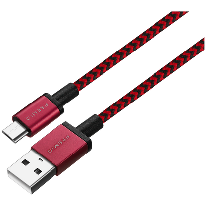 Premio braided Micro USB cable Black/ Red 1.8m