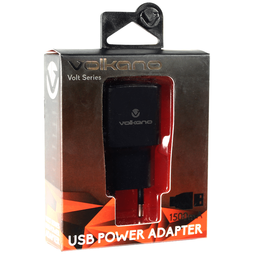 Volkano Volt M Series 2a USB Wall Charger - Black with Micro USB