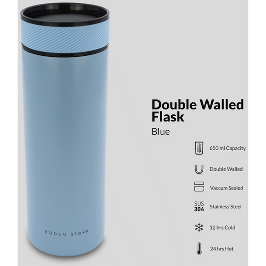 Boden Stark 650ml Double-Walled Flask - Blue