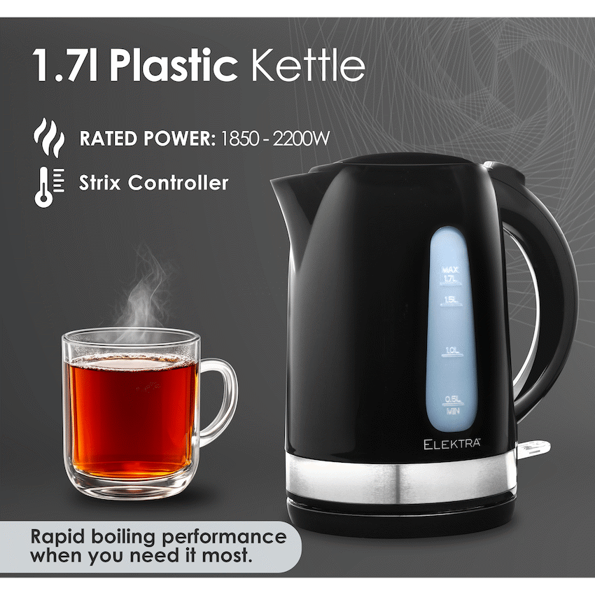 Elektra - 1.7l Plastic Kettle - Black