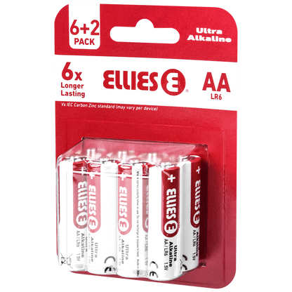 Ellies Ultra Series - Alkaline Batteries AA 6 + 2 Pack -WT