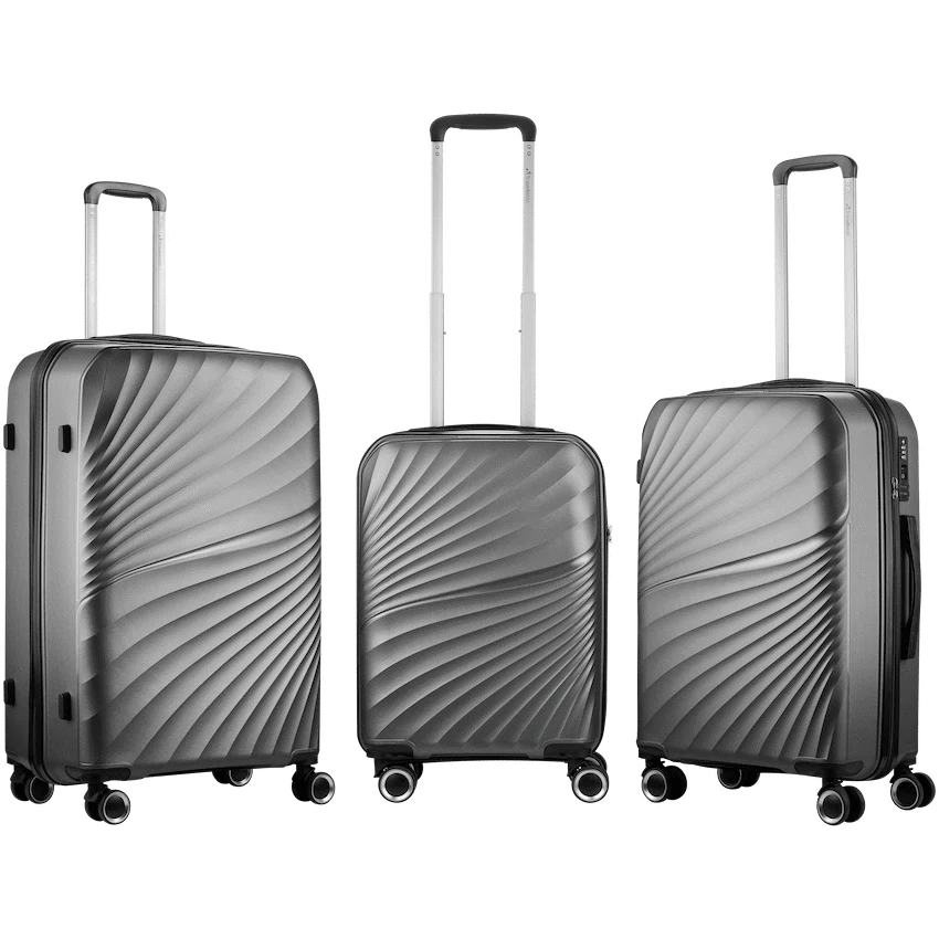 Travelwize Quartz PP 4-Wheels Spinner 3Pc Luggage Set Silver