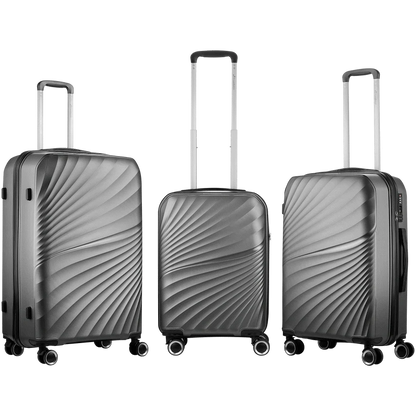 Travelwize Quartz PP 4-Wheels Spinner 3Pc Luggage Set Silver