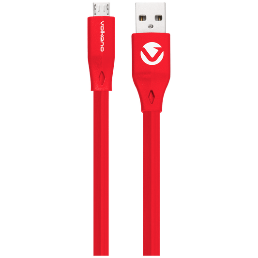 Volkano Slim Series Flat PVC Micro-USB Cable 1.2m - Red