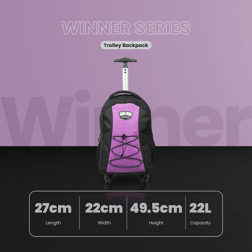 Volkano Winner Trolley Backpack 22L Pink