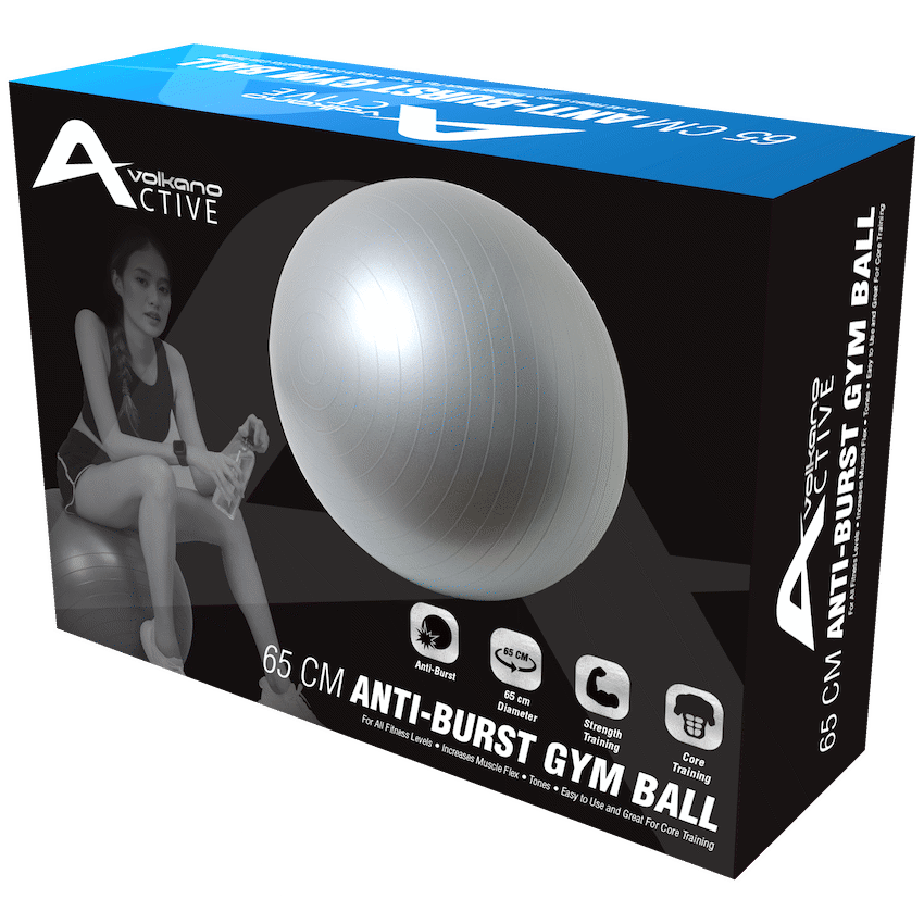 Volkano Active 65cm Anti-Burst Gym Ball - Gunmetal Grey