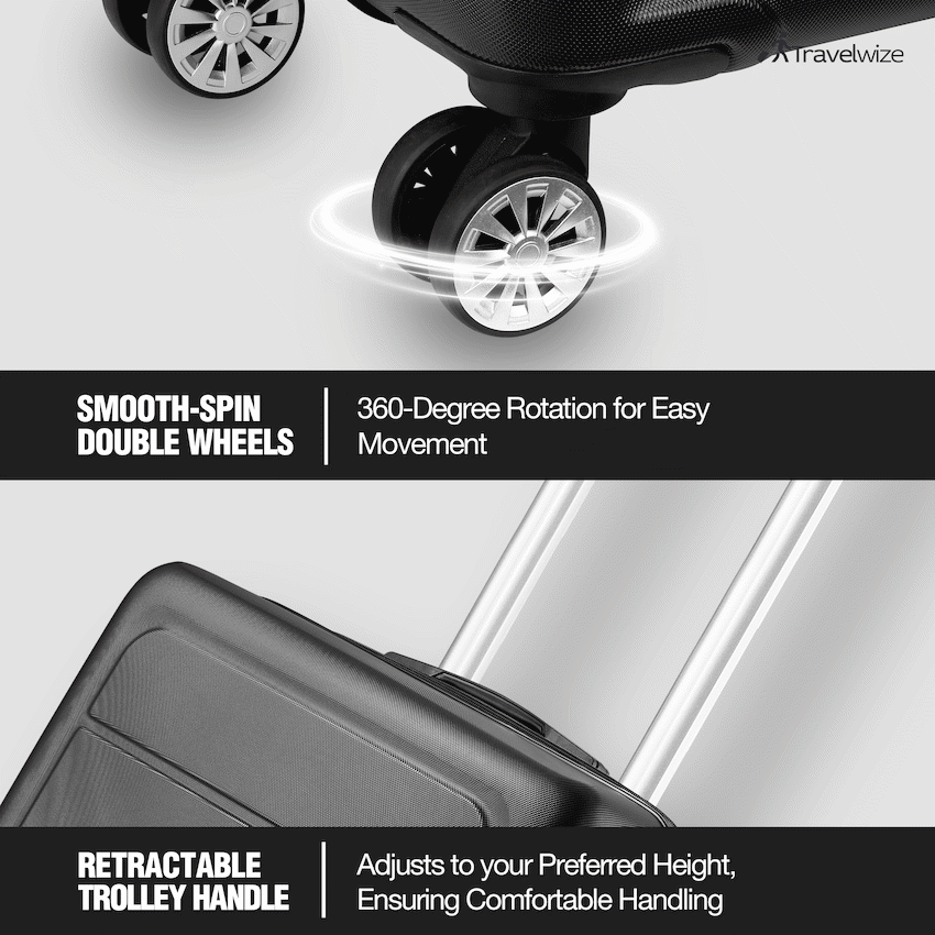 Travelwize Maple ABS 85cm 4-Wheels Spinner Luggage - Black